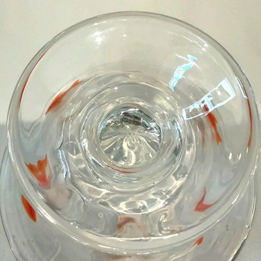 Crate and Barrel Go Fish Koi‎ Pedestal Bowl Hand Blown Glass Rare HTF Large